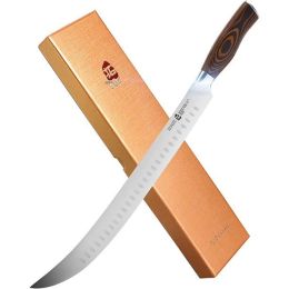 TUO Cimitar Butcher Knife - 14 Inch Butcher's Breaking Knife Long Meat Slicing Knives Pro Curved Slicer Carver - Forged German Steel with Full-Tang Pa