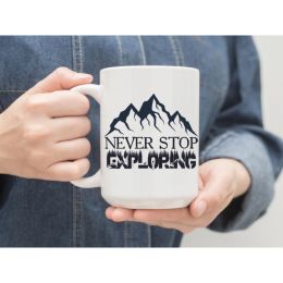 Nature Themed Ceramic Coffee Mug "Never Stop Exploring" | By Trebreh Designs - 11oz