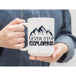 Nature Themed Ceramic Coffee Mug "Never Stop Exploring" | By Trebreh Designs - 15oz