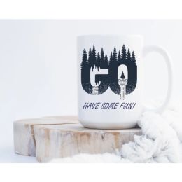 Nature Themed Ceramic Coffee Mug "Go Have Some Fun" | By Trebreh Designs - Gold Plated Handle
