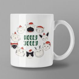 Holly Jolly Cat Wreath Coffee Mug (Color: Coffee, Material: Ceramic, Country of Manufacture: United States)