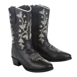 TuffRider Youth Black Floral Western Boot (Color: Black, Country of Manufacture: United States)