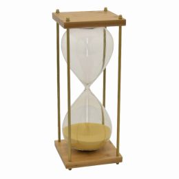 Plutus Brands Bamboo Glass Sand Timer (Color: Sand, Material: Glass, Country of Manufacture: United States)