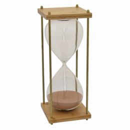 Plutus Brands Bamboo Glass Sand Timer (Color: Pink, Material: Glass, Country of Manufacture: United States)